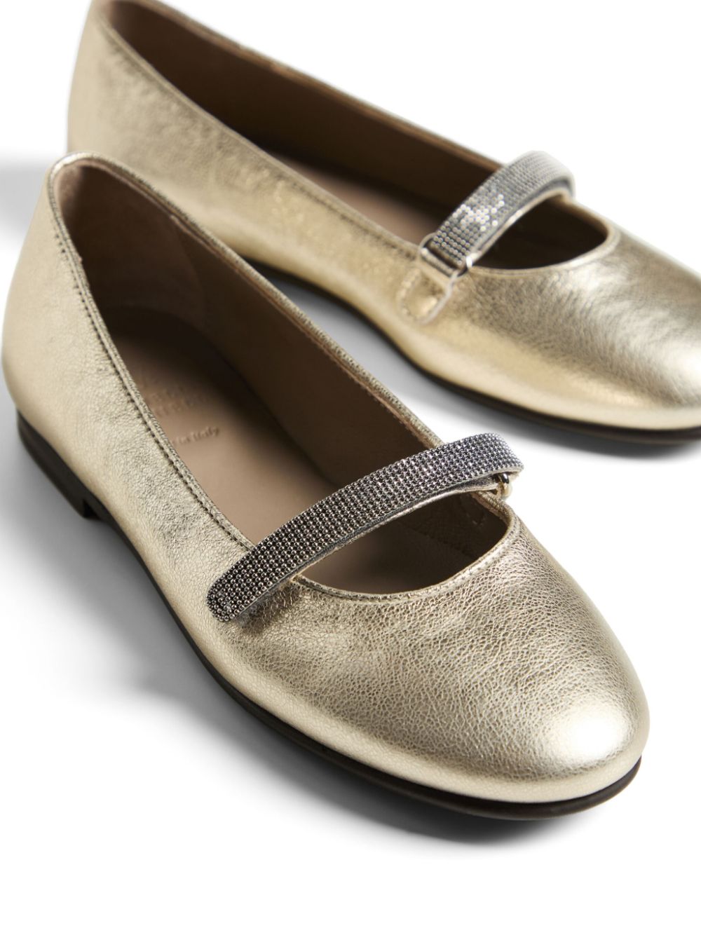 Brunello Cucinelli Kids Monili ballerina shoes Gold