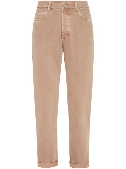 Brunello Cucinelli logo-patch tapered jeans Men