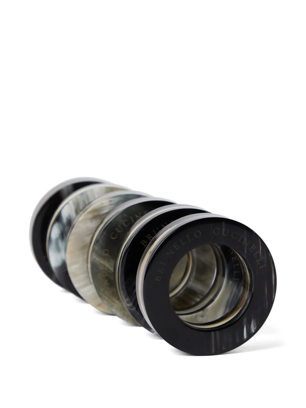 Brunello Cucinelli Set Of 6 Buffalo Horn Napkin Rings In Black