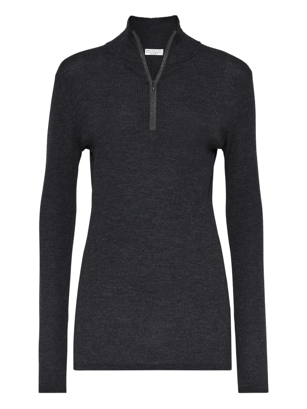 Brunello Cucinelli ribbed-knit wool-blend top | Black | Image 1