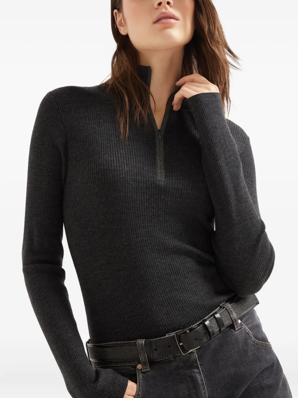 Ribbed-Knit Wool-Blend Top