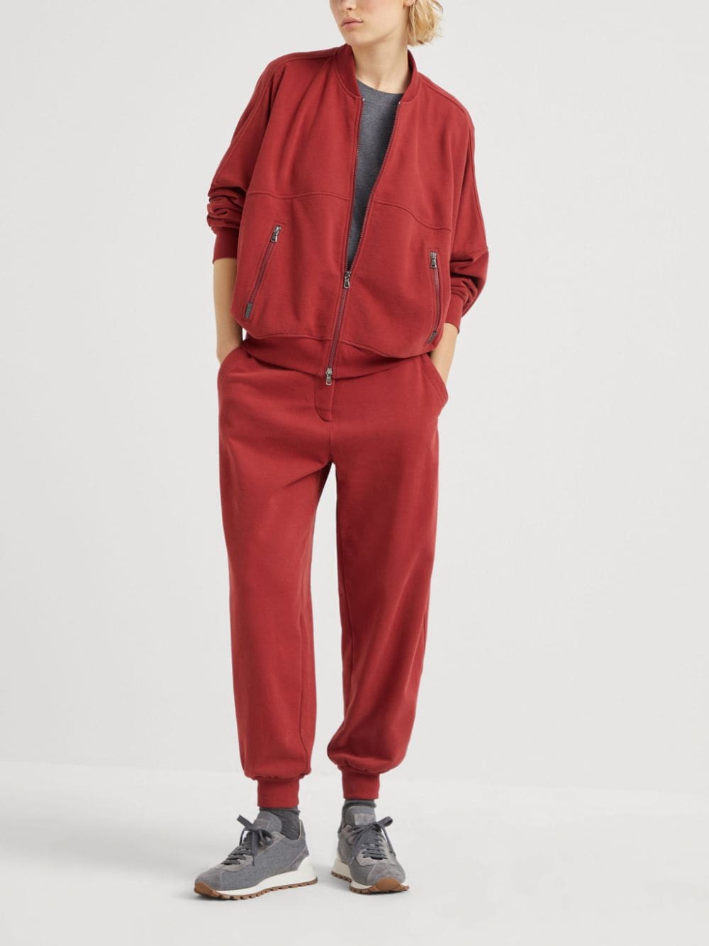 Brunello Cucinelli high-rise tapered track pants - Rood