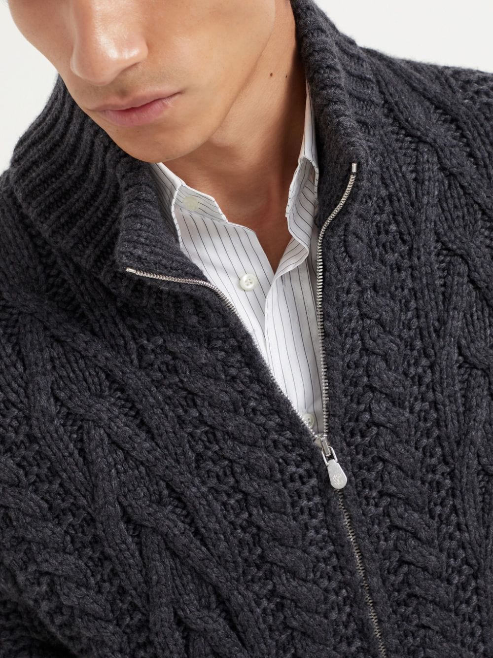 Shop Brunello Cucinelli Cable-knit Cardigan In Black