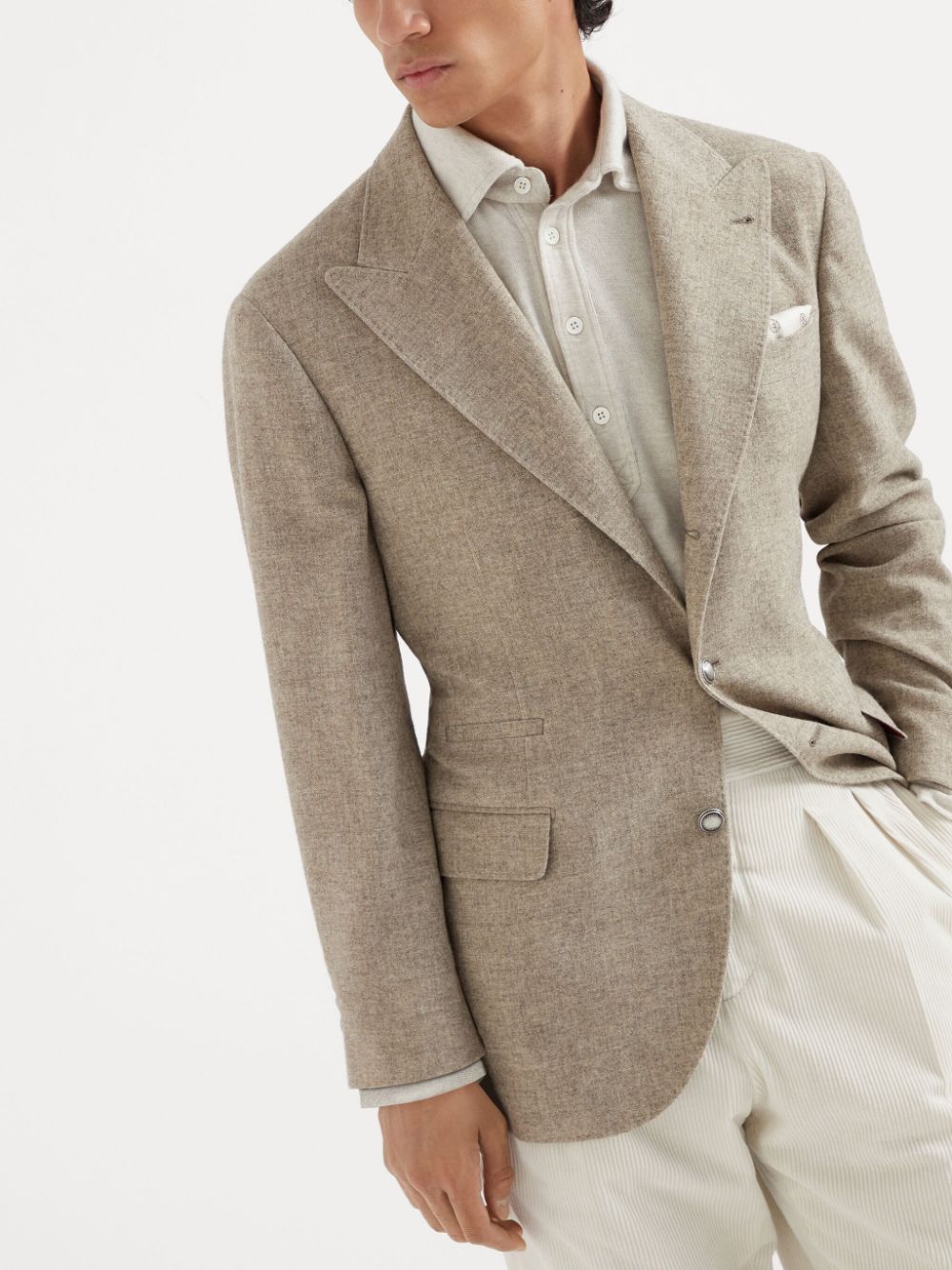 Shop Brunello Cucinelli Single-breasted Blazer In Neutrals