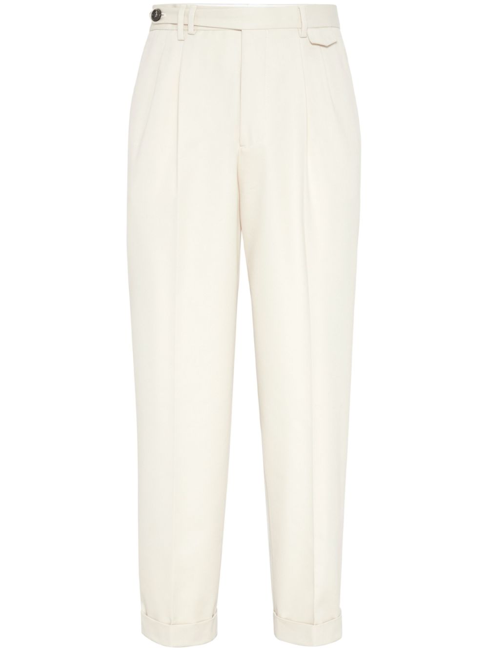 Brunello Cucinelli pressed-crease tapered trousers - White