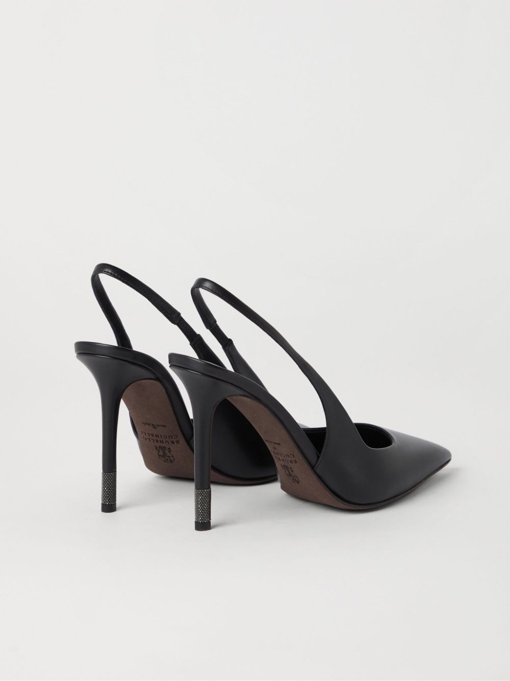 Shop Brunello Cucinelli Monili-detail Leather Slingback Pumps In Black