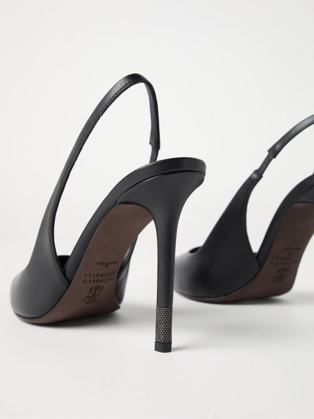 Shop Brunello Cucinelli Monili-detail Leather Slingback Pumps In Black