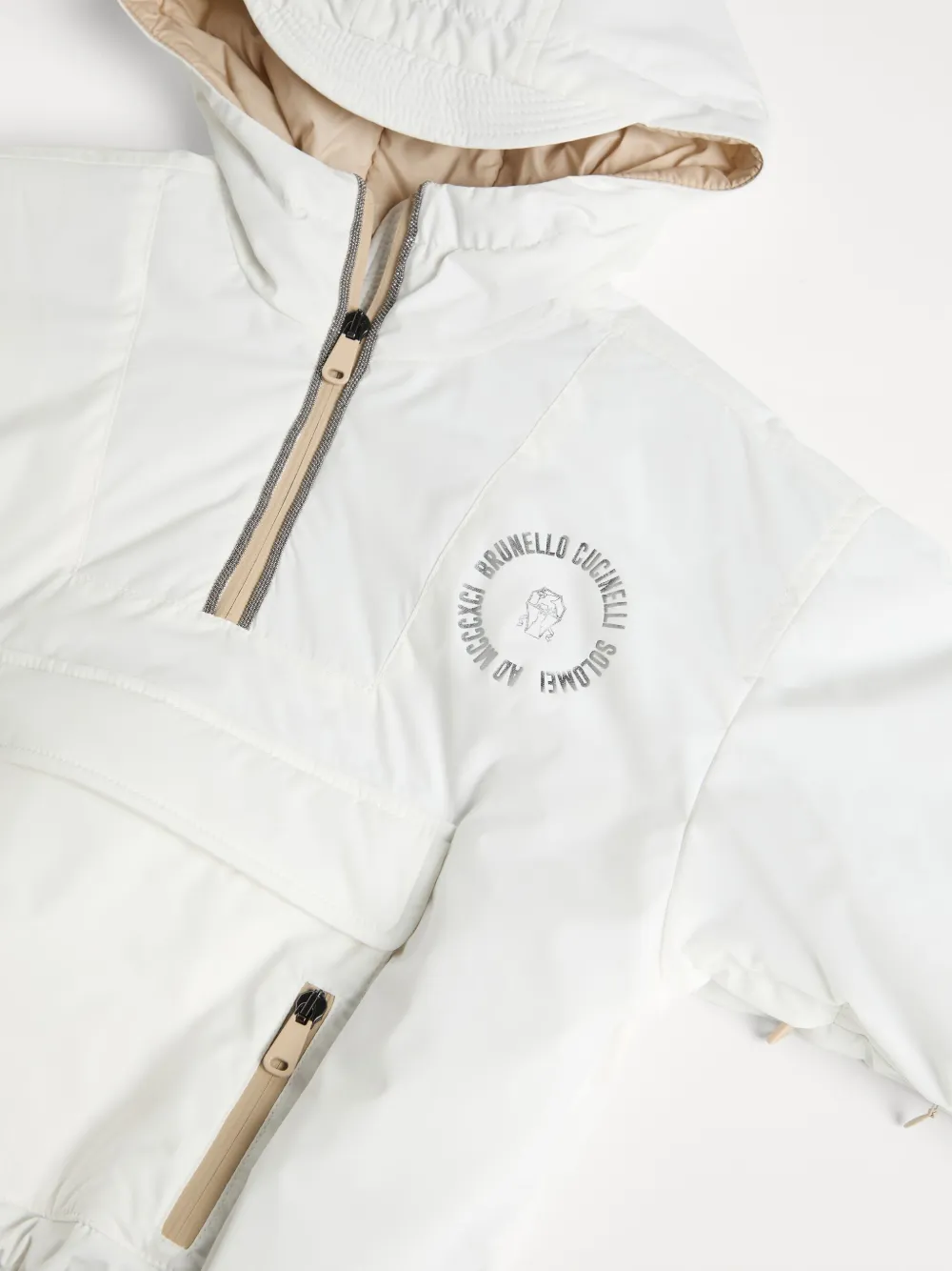 Brunello Cucinelli Kids Donsjack met logoprint Wit