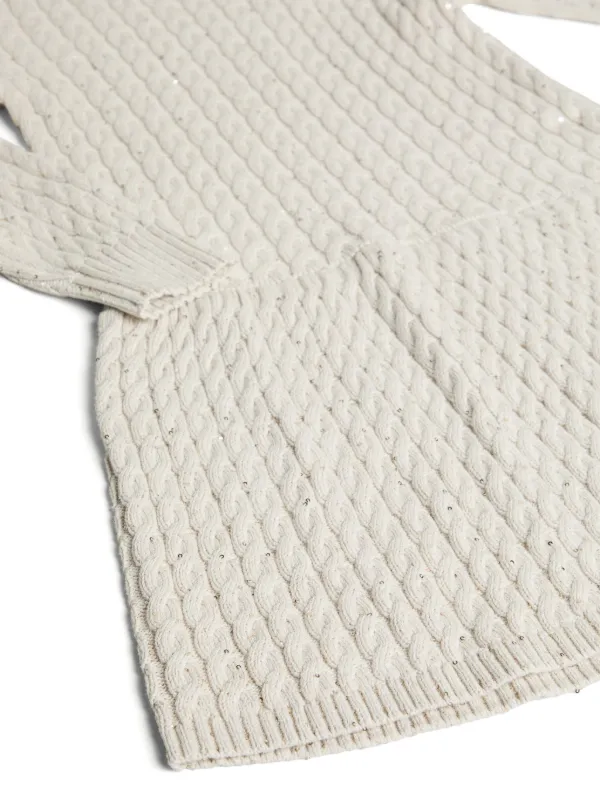 ブルネロクチネリ ニットワンピース オフホワイト Brunello Cucinelli Kids ケーブルニット ワンピース | ニュートラル