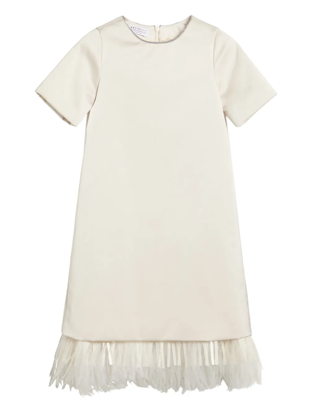 Brunello Cucinelli Kids Jurk verfraaid met Monili ketting Beige