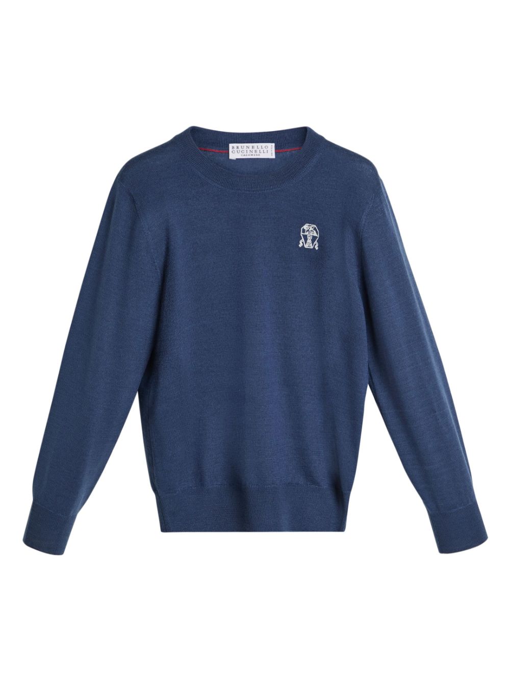 Shop Brunello Cucinelli Embroidered Wool-cashmere Sweater In Blue