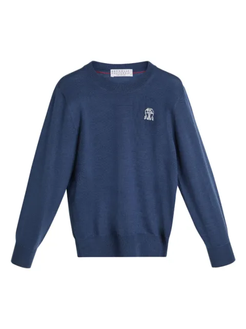 Brunello Cucinelli Kids embroidered wool-cashmere sweater