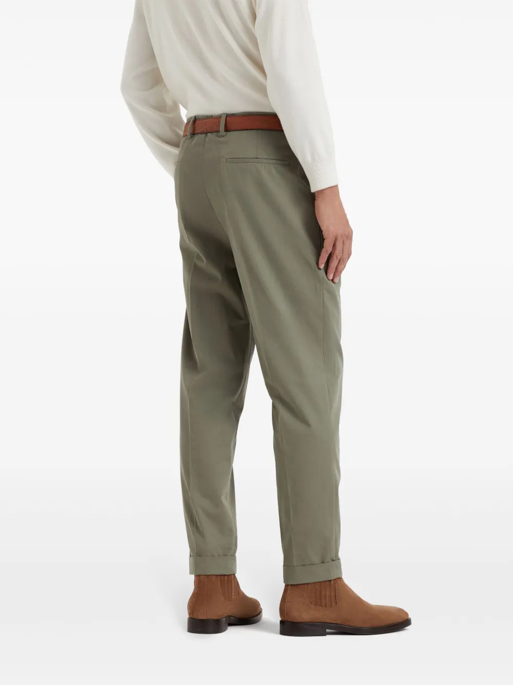 Brunello Cucinelli Gabardine broek met geverfd effect Groen