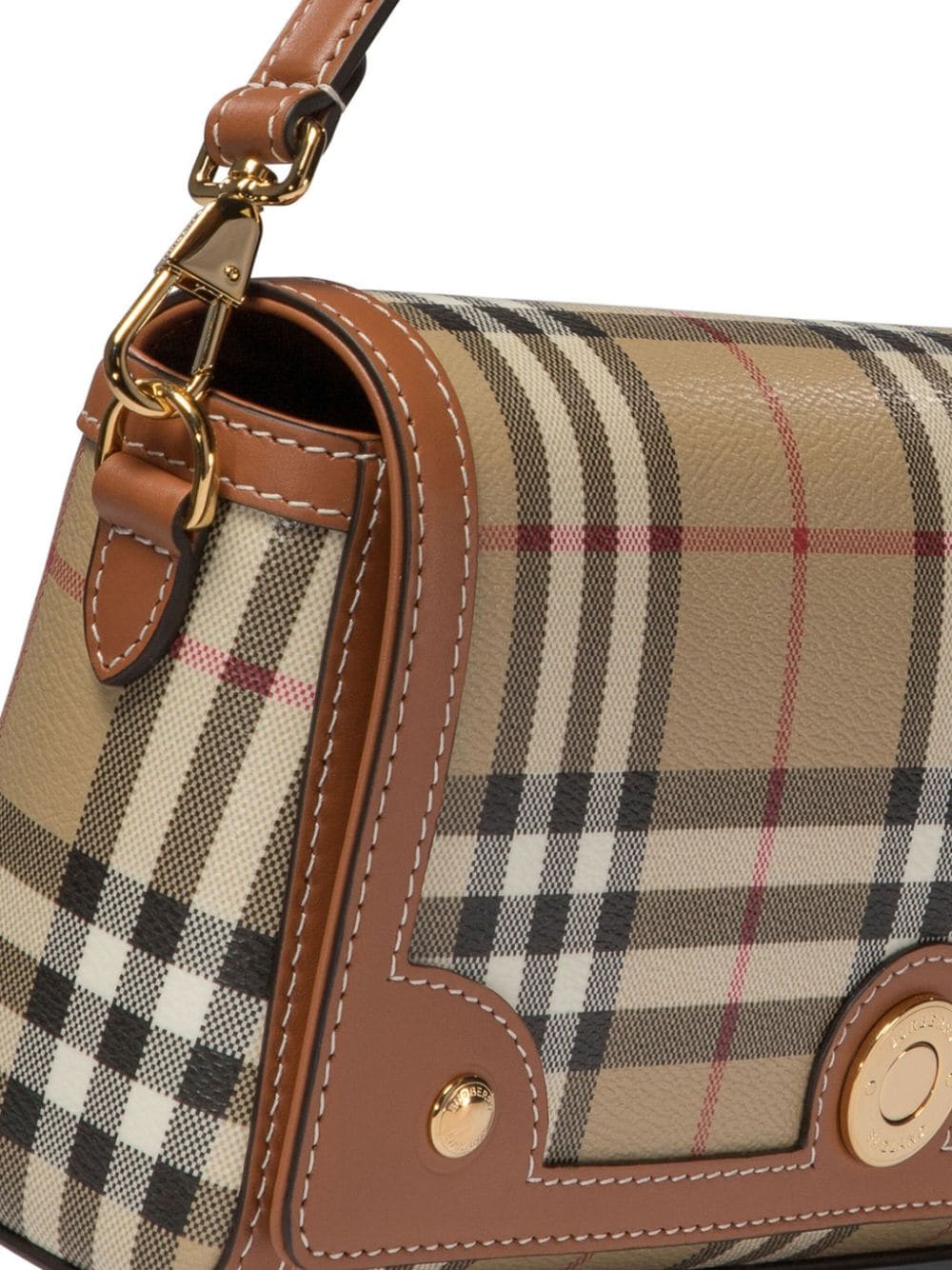 Shop Burberry Vintage Check Logo-plaque Shoulder Bag In Neutrals