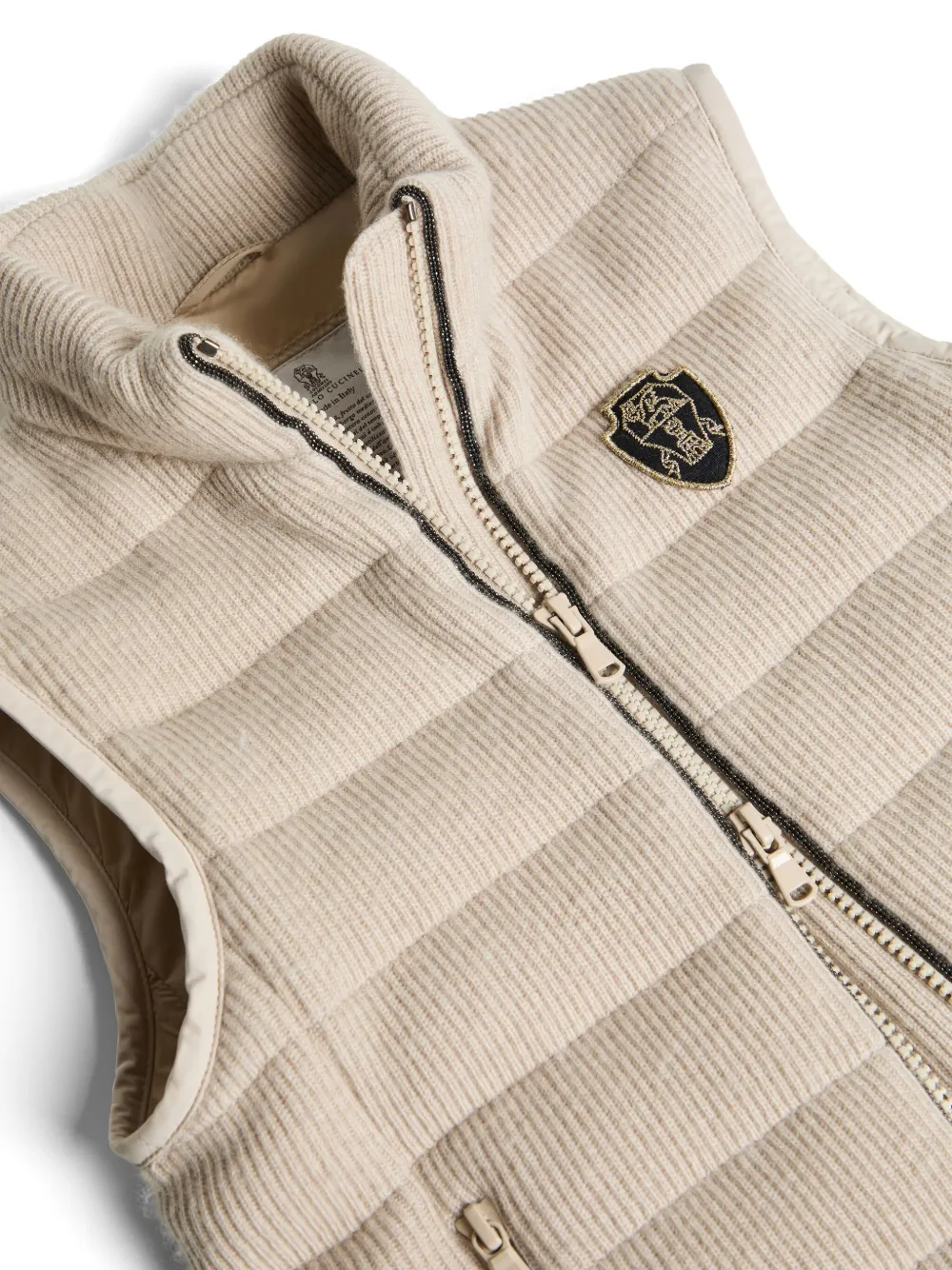 Brunello Cucinelli Kids Gilet met logo-applicatie Beige