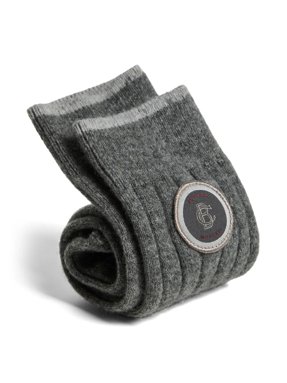 Brunello Cucinelli Kids Kasjmier ribgebreide sokken Grijs