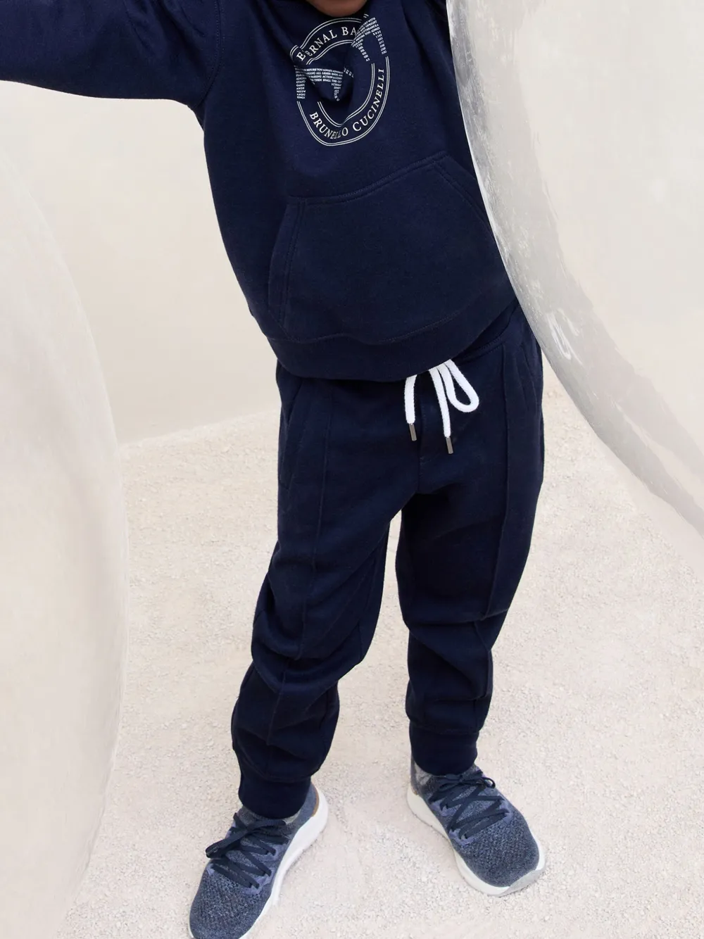 Brunello Cucinelli Kids Trainingsbroek met trekkoord Blauw