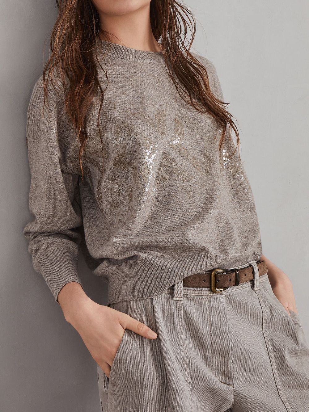 Brunello Cucinelli sequin-embellished knitted jumper Women