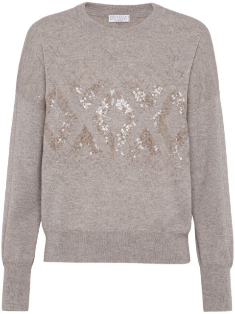 Brunello Cucinelli sequin-embellished knitted jumper Women