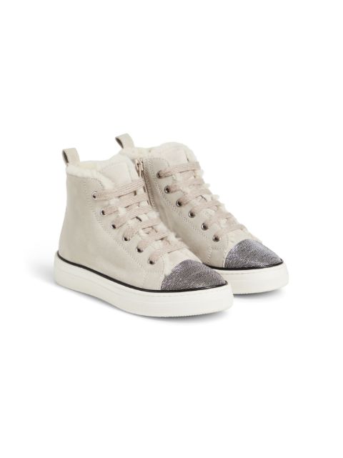 Brunello Cucinelli Kids lace up shearling ankle boots 