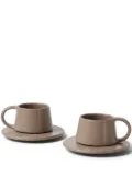 Brunello Cucinelli logo-print ceramic cups (set of two) - Brown