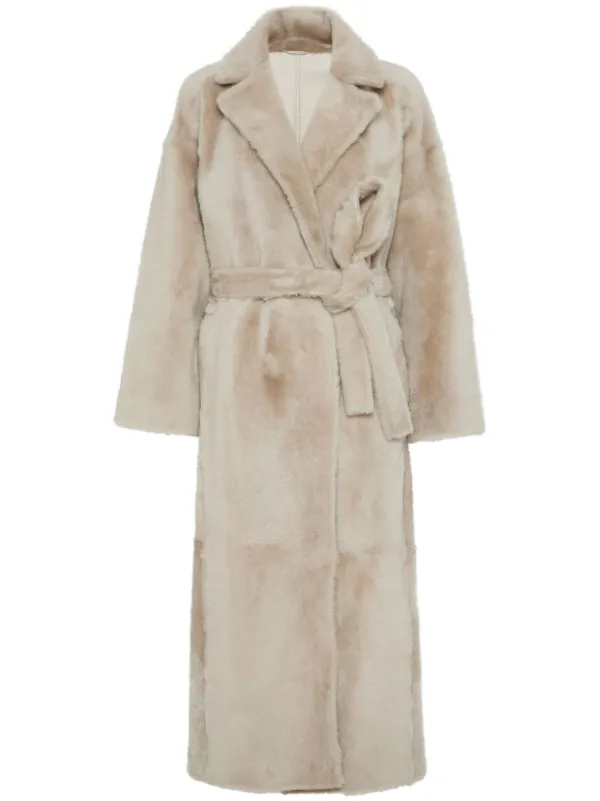 ムートン・ファーコート SALVATORE SANTORO Women Shearling 45015DCURLCAMEL Beige Salvatore Santoro Shearling coat with zip and buckles
