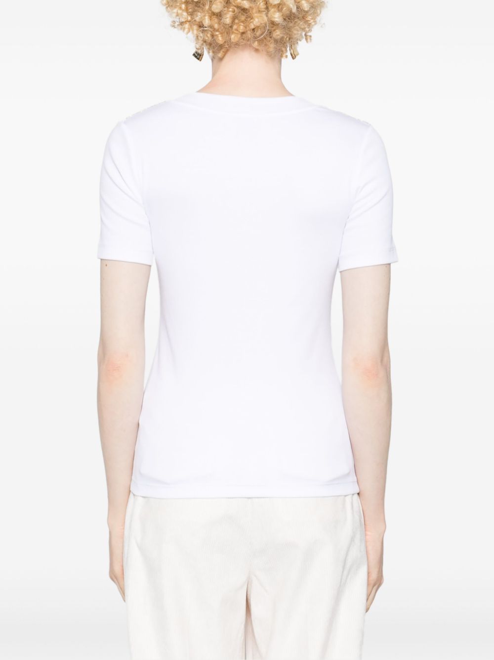 Shop Peserico Ribbed-knit Cotton T-shirt In White