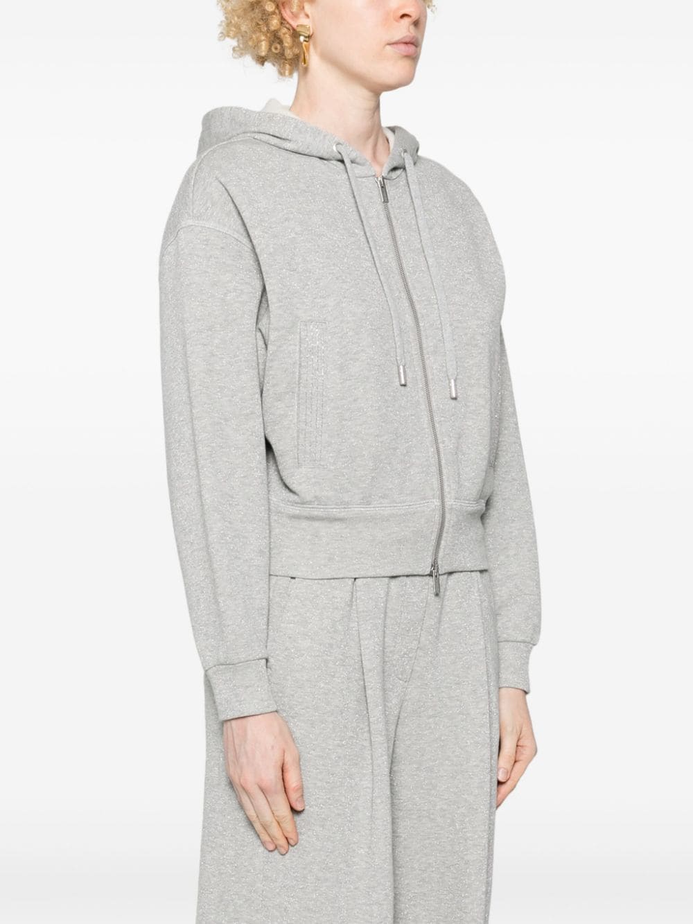 Shop Peserico Jersey Zip-up Hoodie In Grey