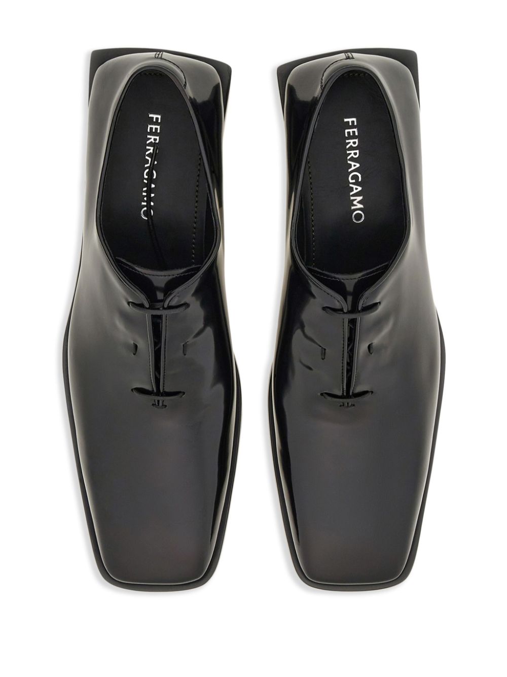 Ferragamo concealed-lacing leather oxford shoes Black