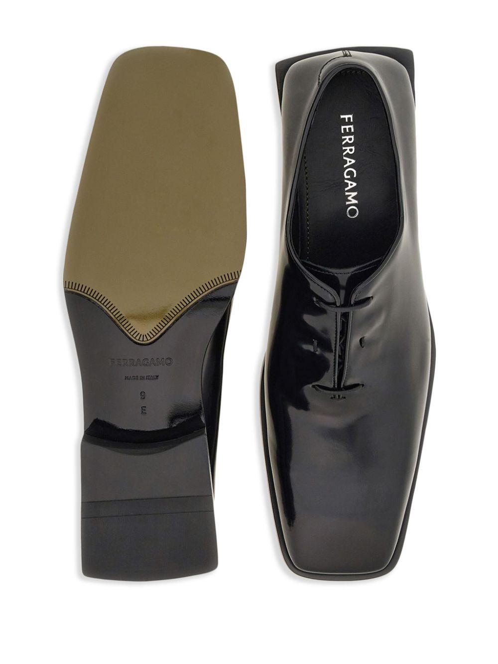 Ferragamo concealed-lacing leather oxford shoes Black