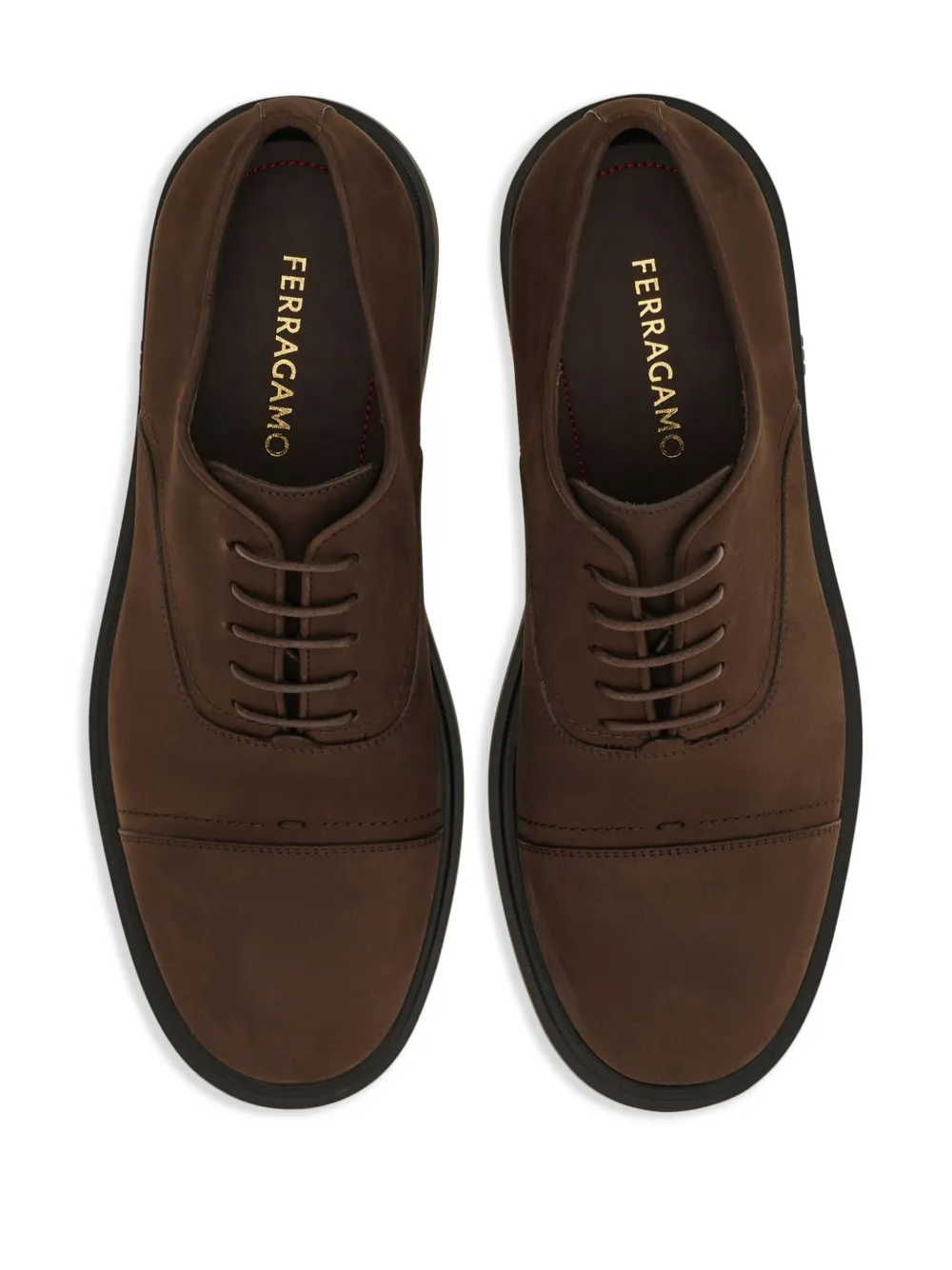 Ferragamo toe-capped leather oxford shoes Brown