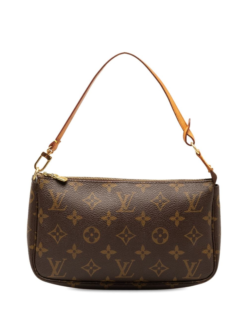 Pre-owned Louis Vuitton 2000 Monogram Pochette Accessoires Shoulder Bag In Brown