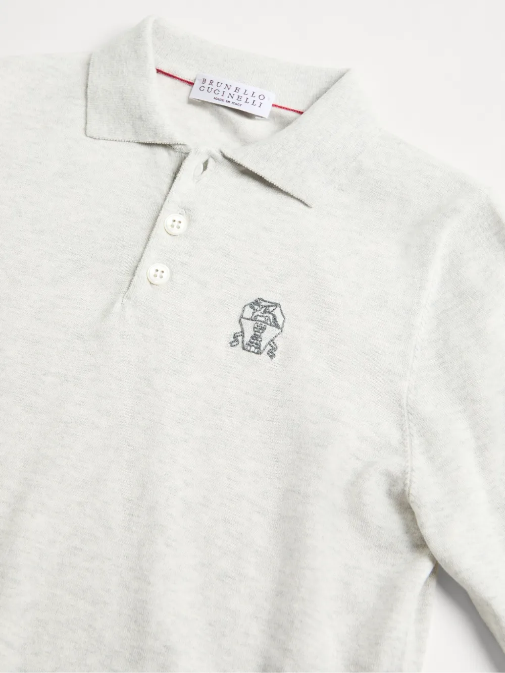 Brunello Cucinelli Kids Katoenen poloshirt met geborduurd logo Grijs
