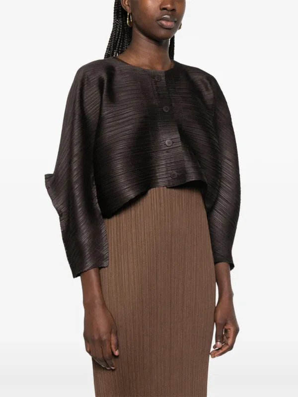 Pleats Please Issey Miyake UFO Cardigan | Brown | FARFETCH BN
