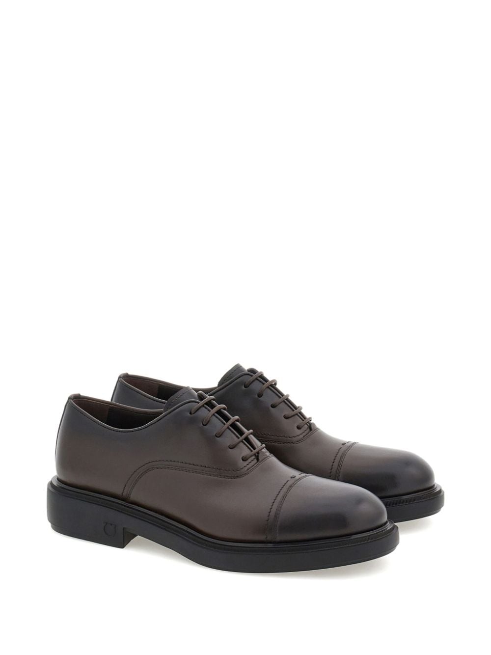 Shop Ferragamo Toe-capped Leather Oxford Shoes In Brown