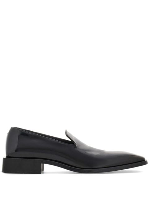 square-toe leather loafers