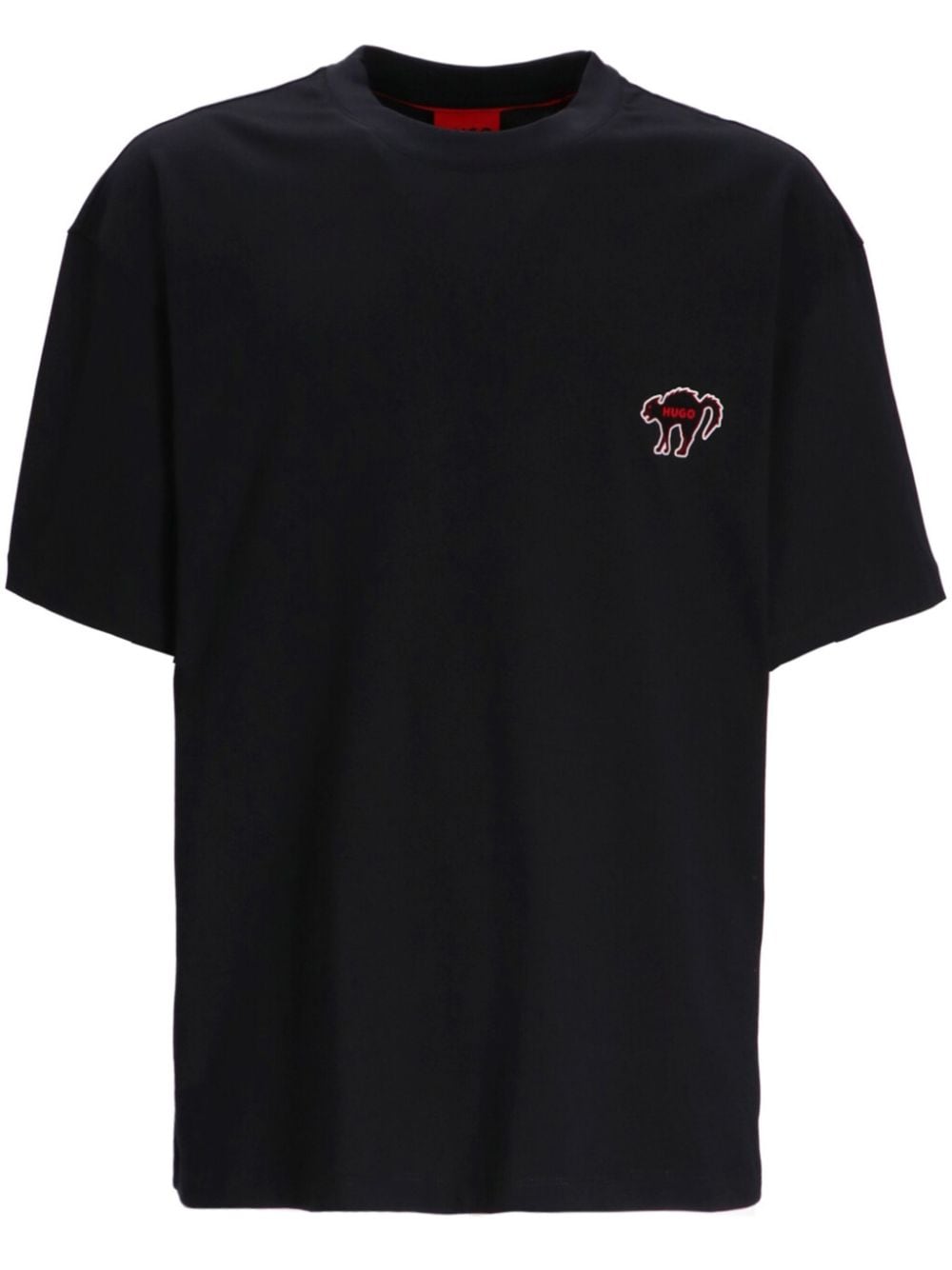 Hugo Logo-appliqué Cotton T-shirt In Black