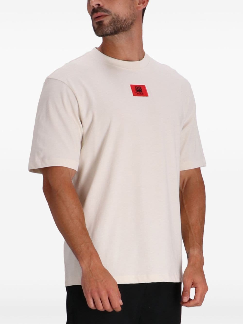 Shop Hugo Logo-appliqué Cotton T-shirt In White