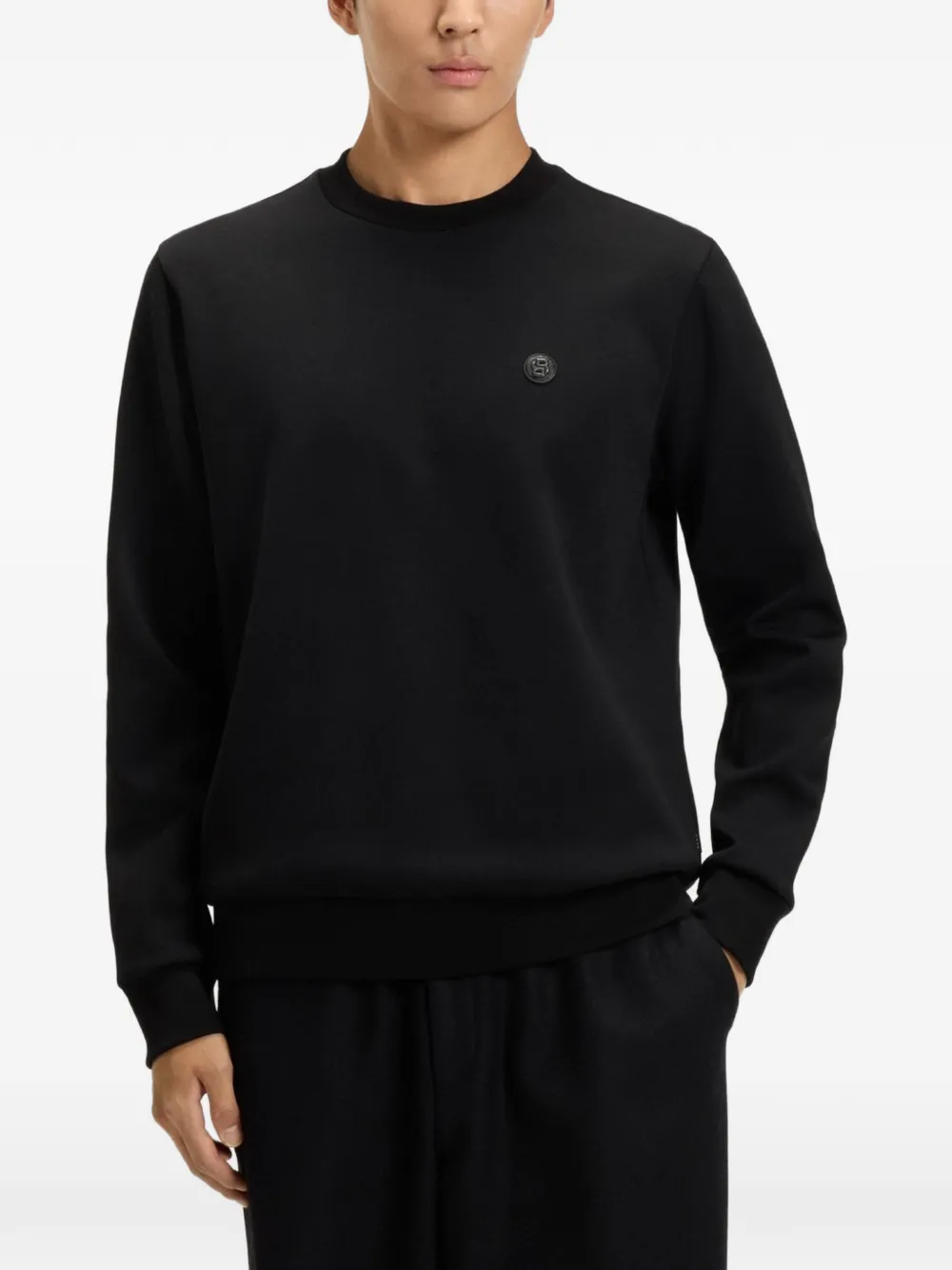 BOSS Sweater met logopatch Zwart
