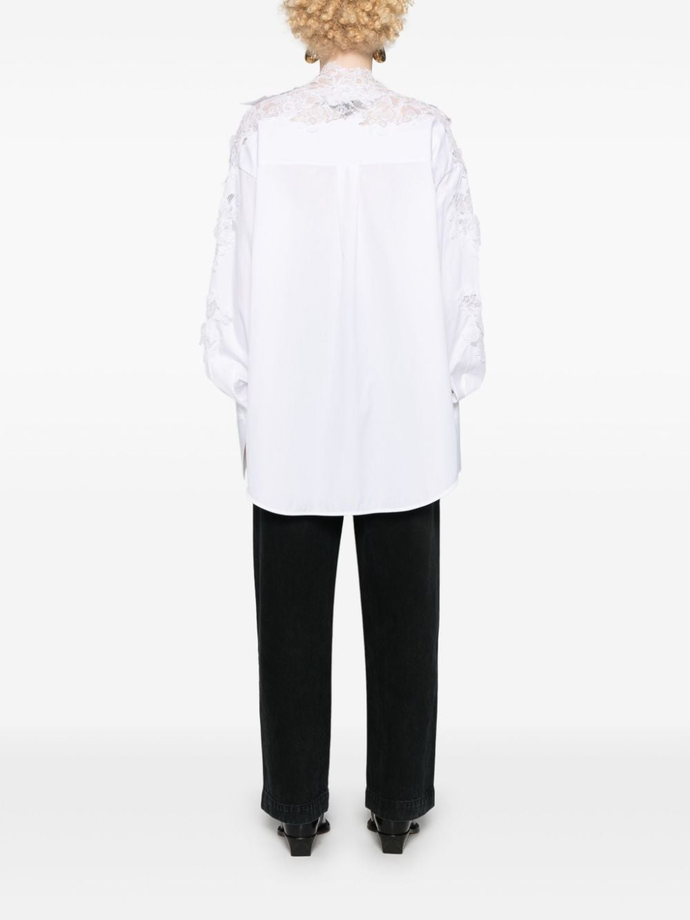 Shop Ermanno Scervino Floral-appliqué Cotton Shirt In White