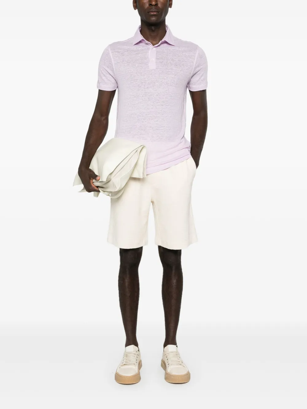Malo Linnen poloshirt - Paars