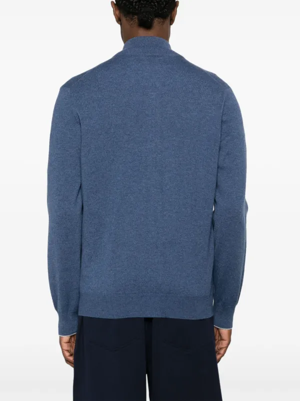 BRUNELLO CUCINELLI カシミヤ ジップアップセーター Brunello Cucinelli ジップアップ カシミアセーター | ブルー