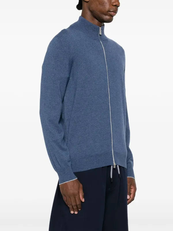Brunello Cucinelli ジップアップ カシミアセーター | ブルー