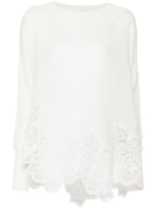 Pull en cachemire à détails en dentelle - Ermanno Scervino - Modalova