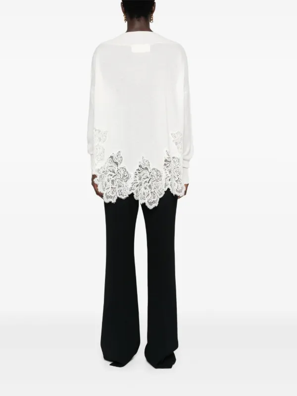 ERMANNO SCERVINO D452O302HNG95708 関税送料込 Ermanno Scervino lace-detail Cashmere Jumper | White | FARFETCH