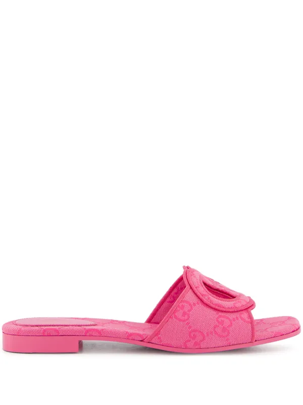 Gucci Canvas Slippers Met GG logo Roze FARFETCH NL