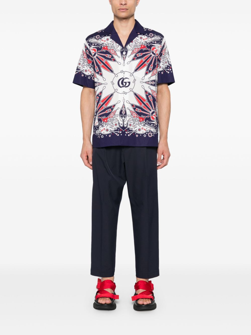 Gucci Double G Bandana Print cotton shirt - White