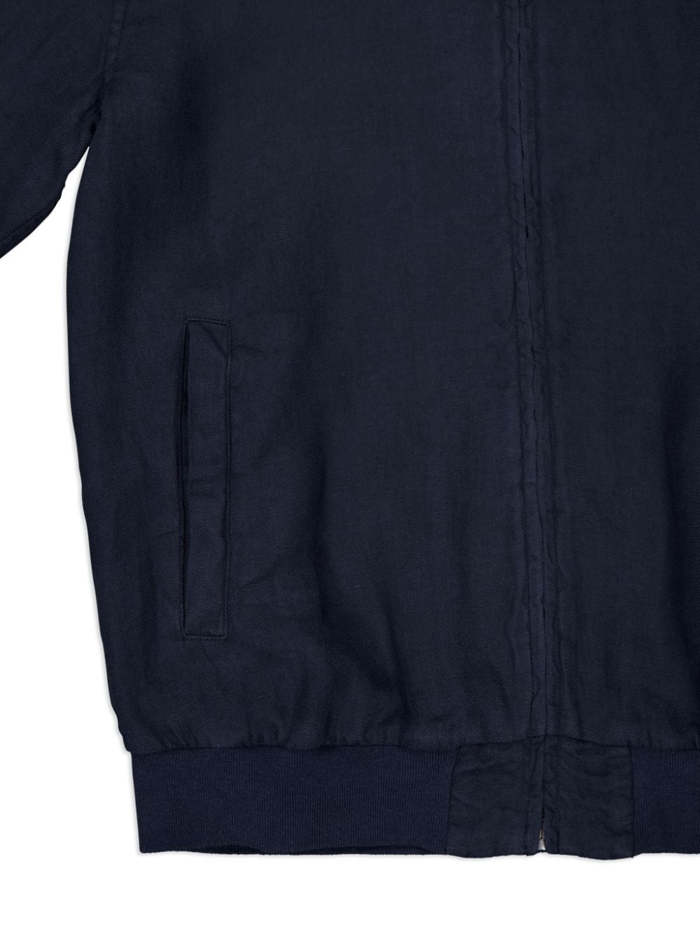 Shop 120% Lino Zip-up Linen Bomber Jacket In Blue