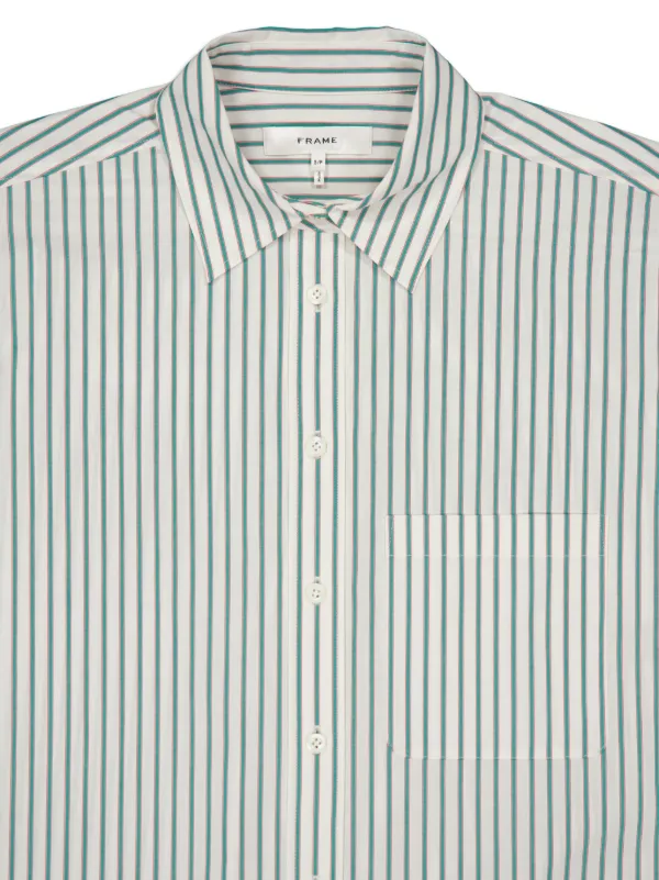 FRAME Cutaway Collar Vertical Stripes Shirt Green FARFETCH MY