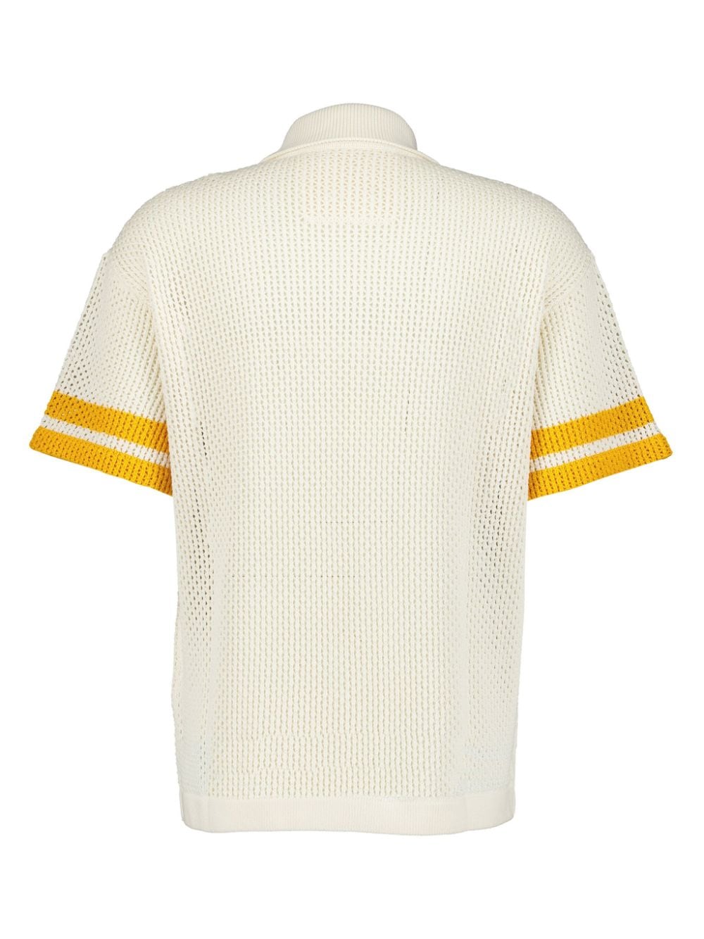 Shop Givenchy Crochet-knit Striped Polo Shirt In White